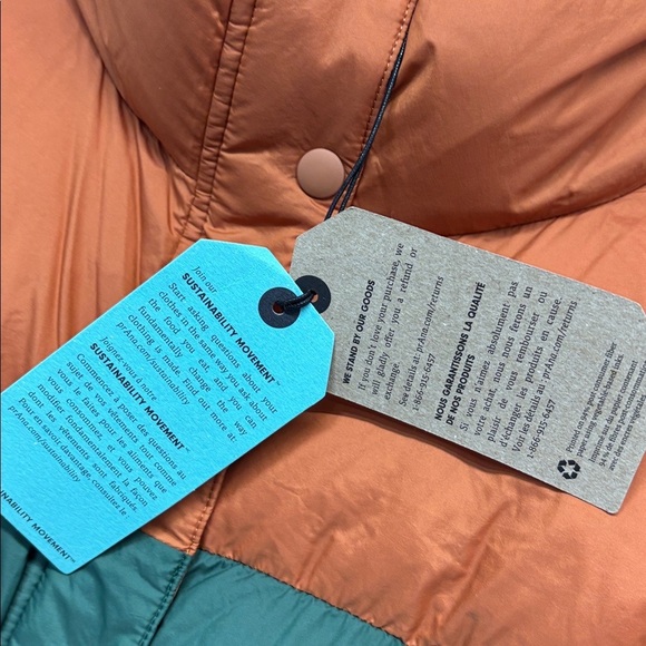 Prana Hellebore duck down puffer two tone color block zip and snap up vest L - Picture 4 of 13